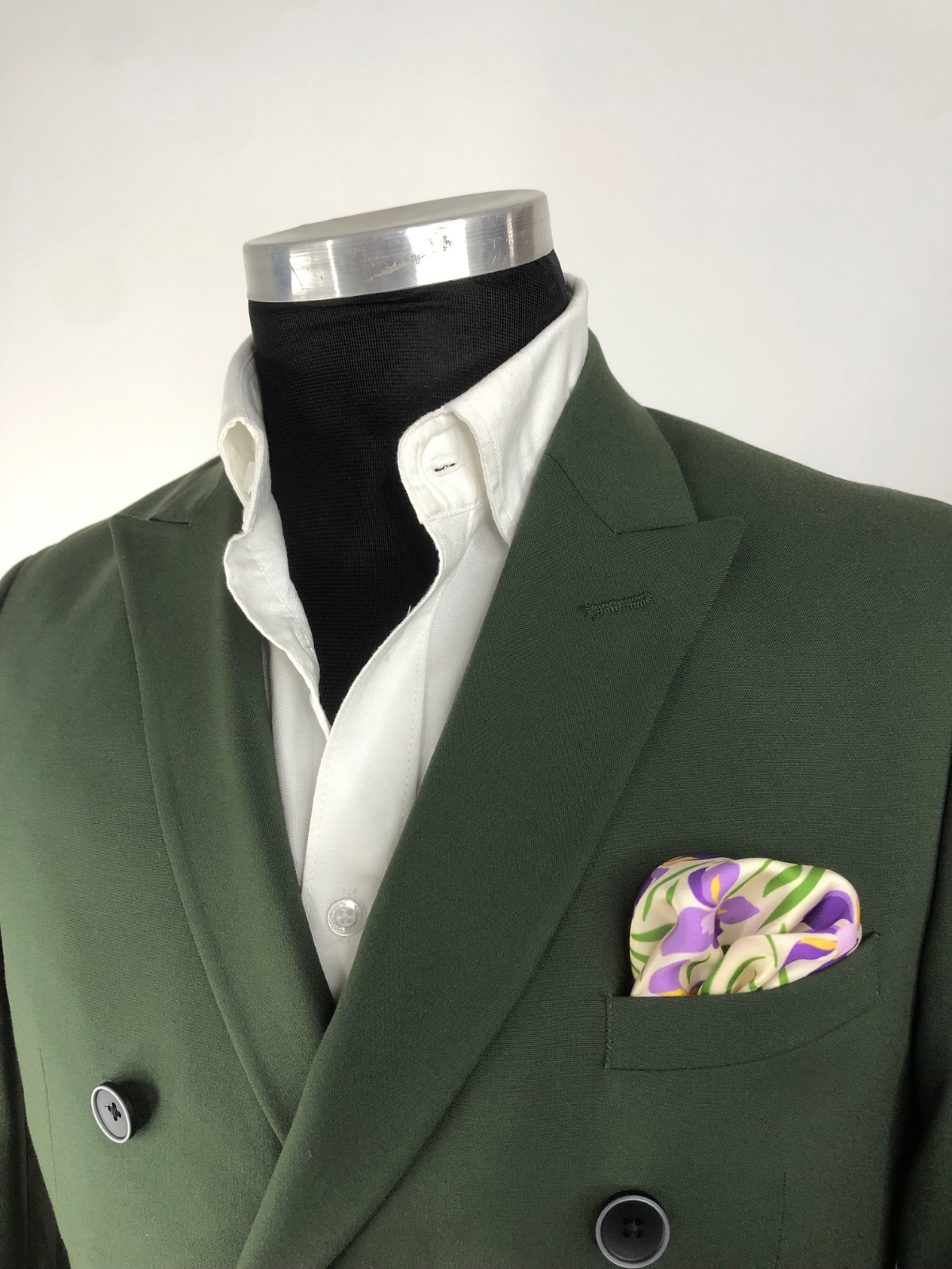 Lavender with Green Floral Silk Pocket Square