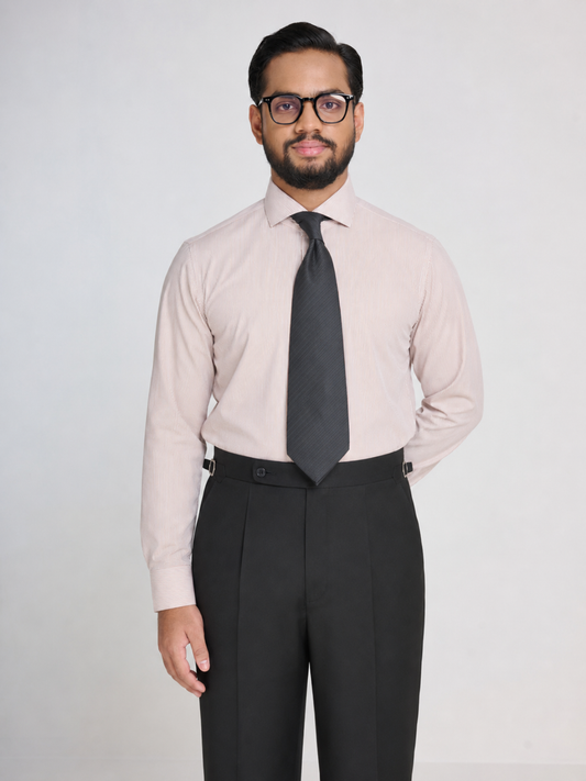 Brown Micro Stripe Cutaway Shirt