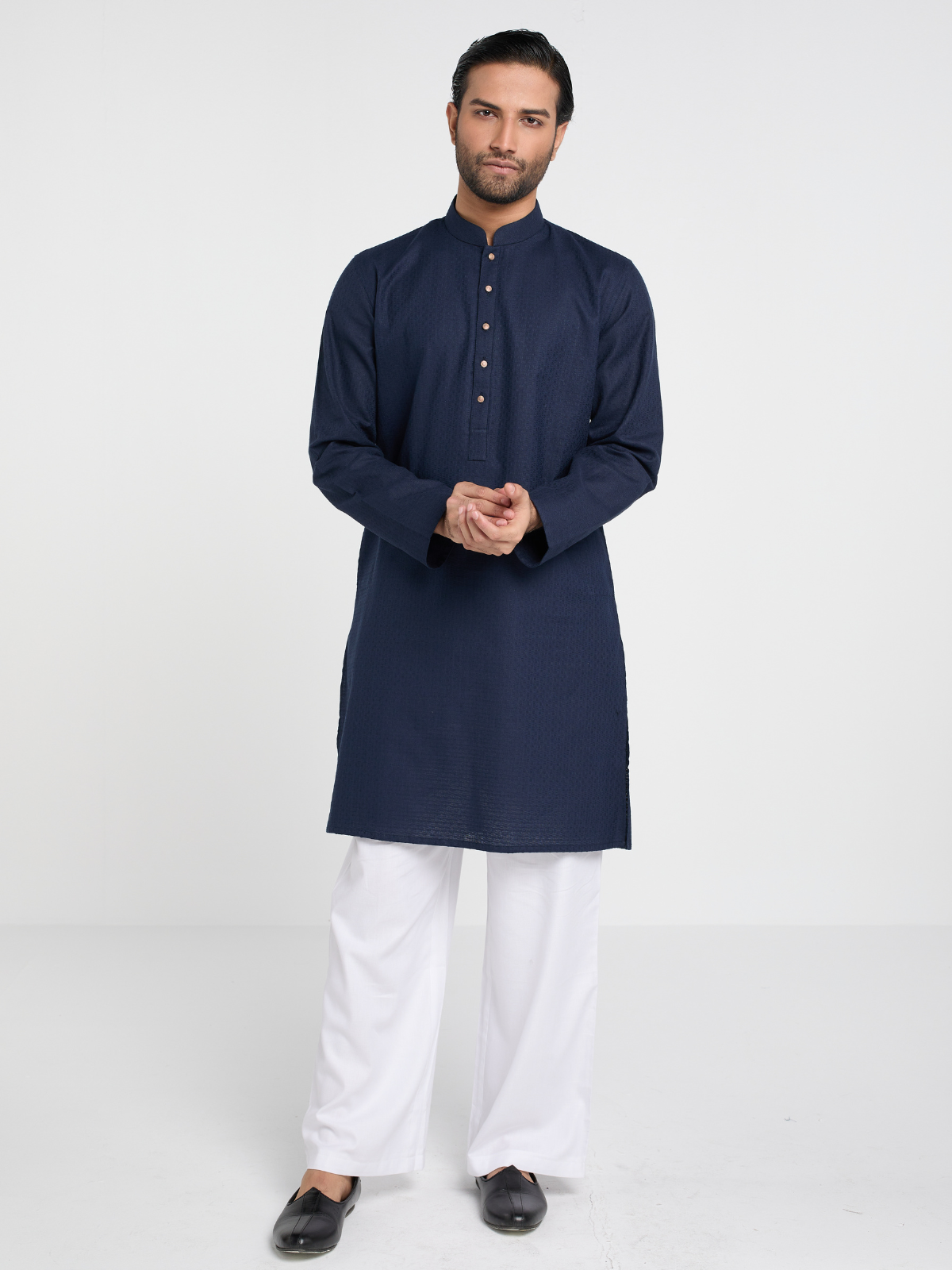 Navy Textured Kurta