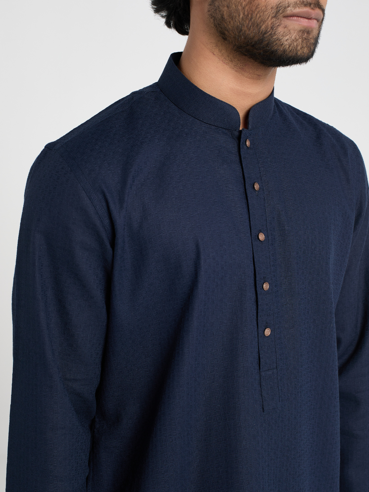 Navy Textured Kurta