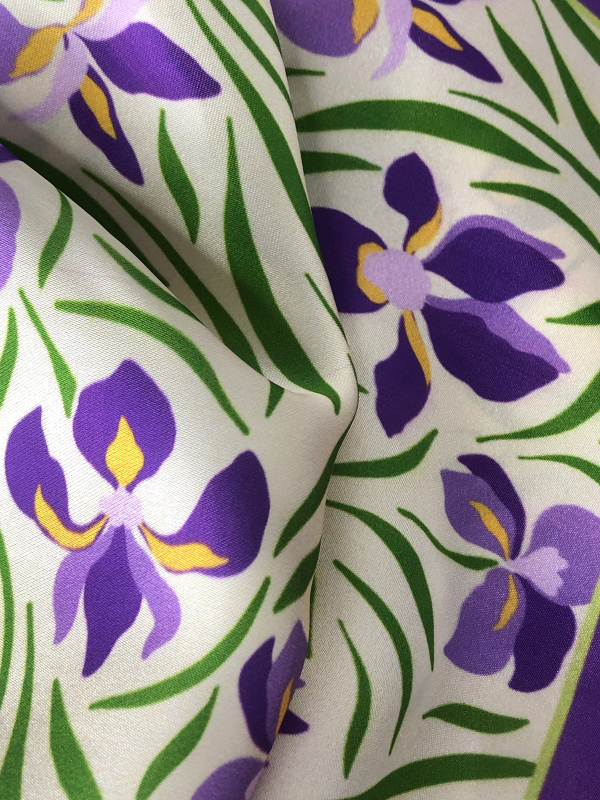 Lavender with Green Floral Silk Pocket Square