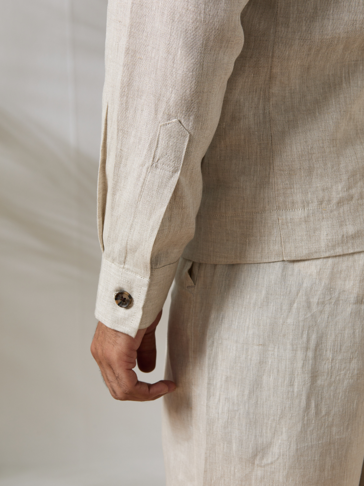 Beige Linen Blouson Jacket