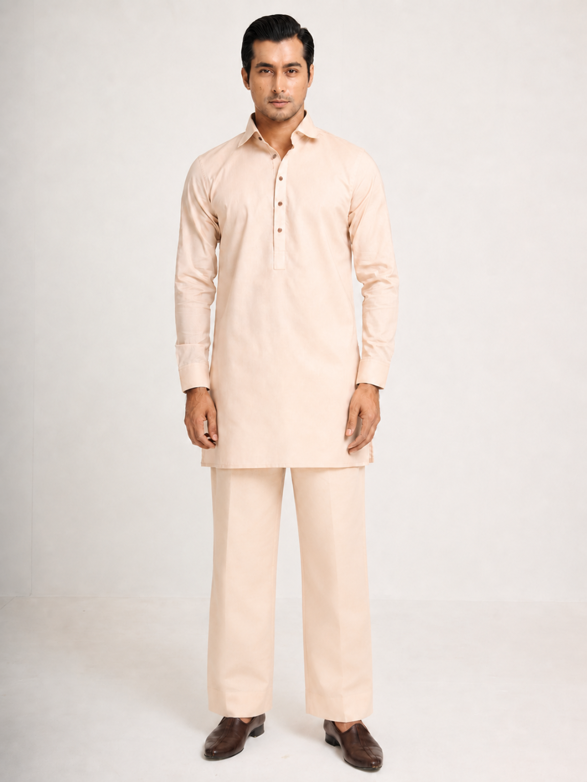 Beige Short Kurta Set