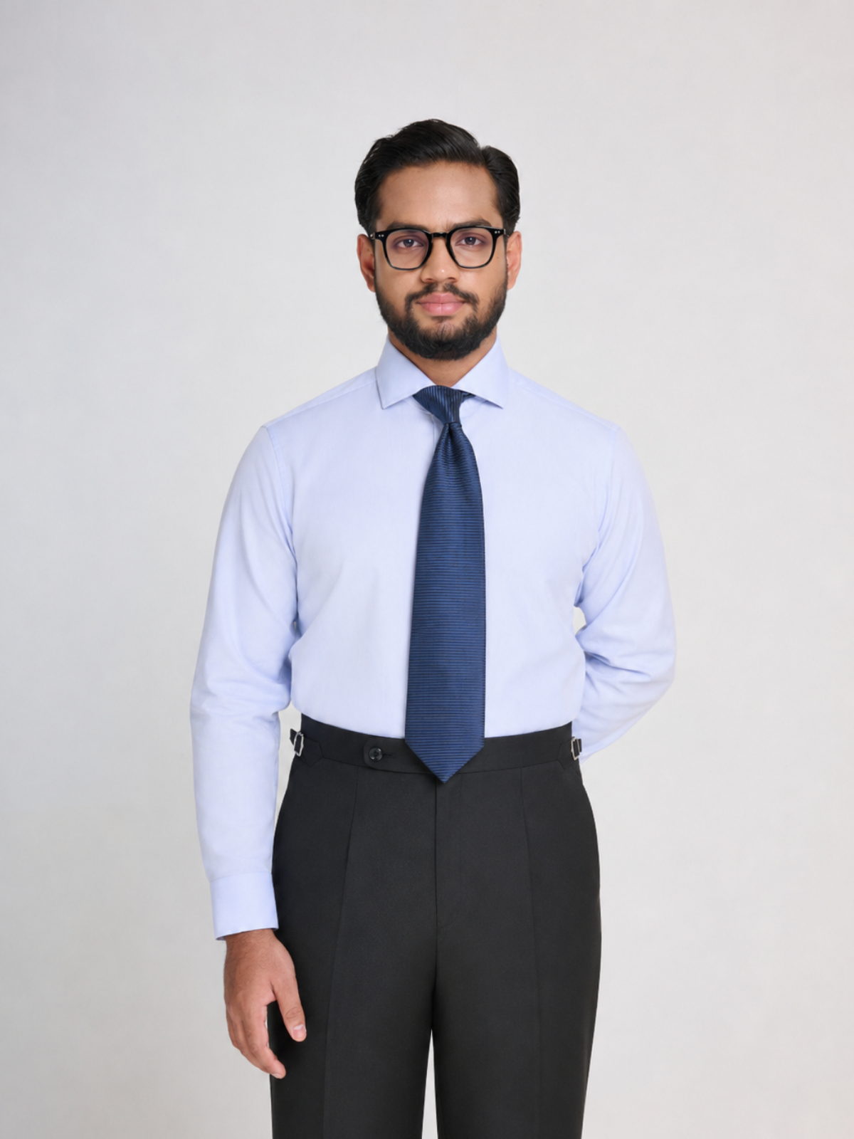 Light Blue Textured Cutaway  Shirt