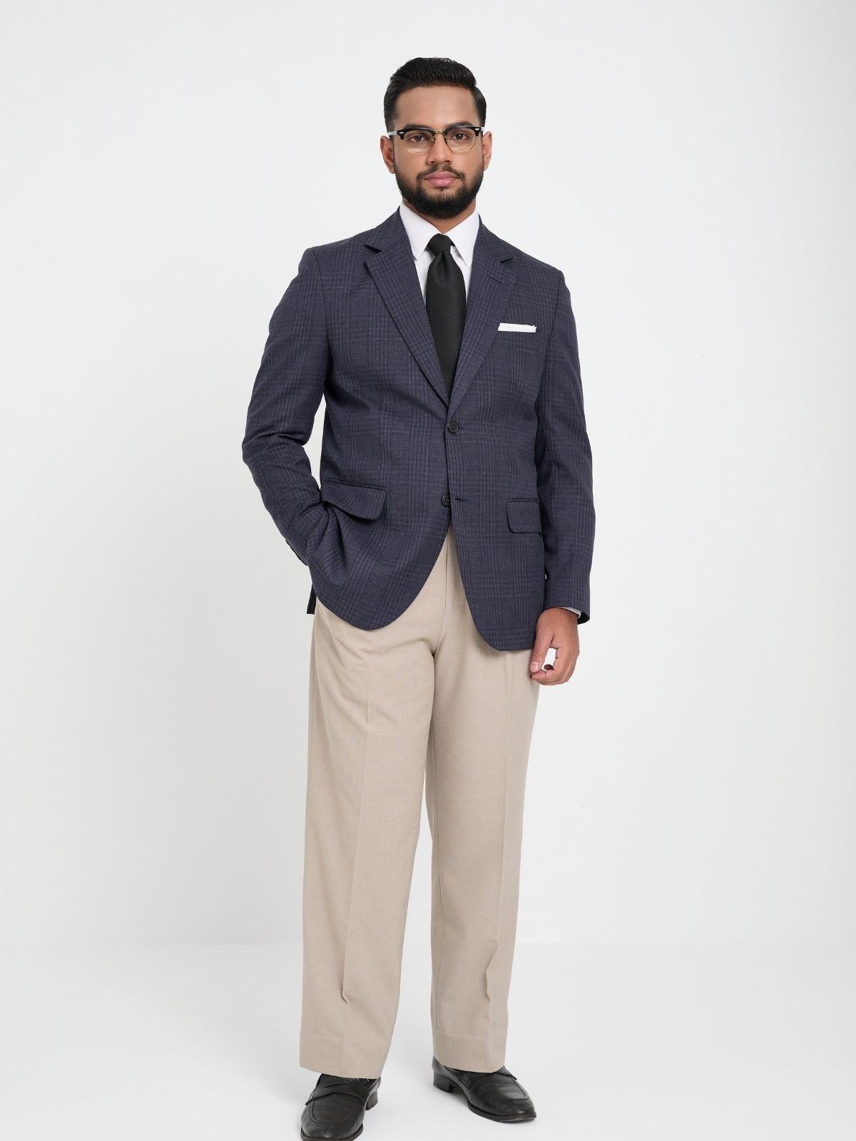Midnight Navy Shadow Check Blazer.