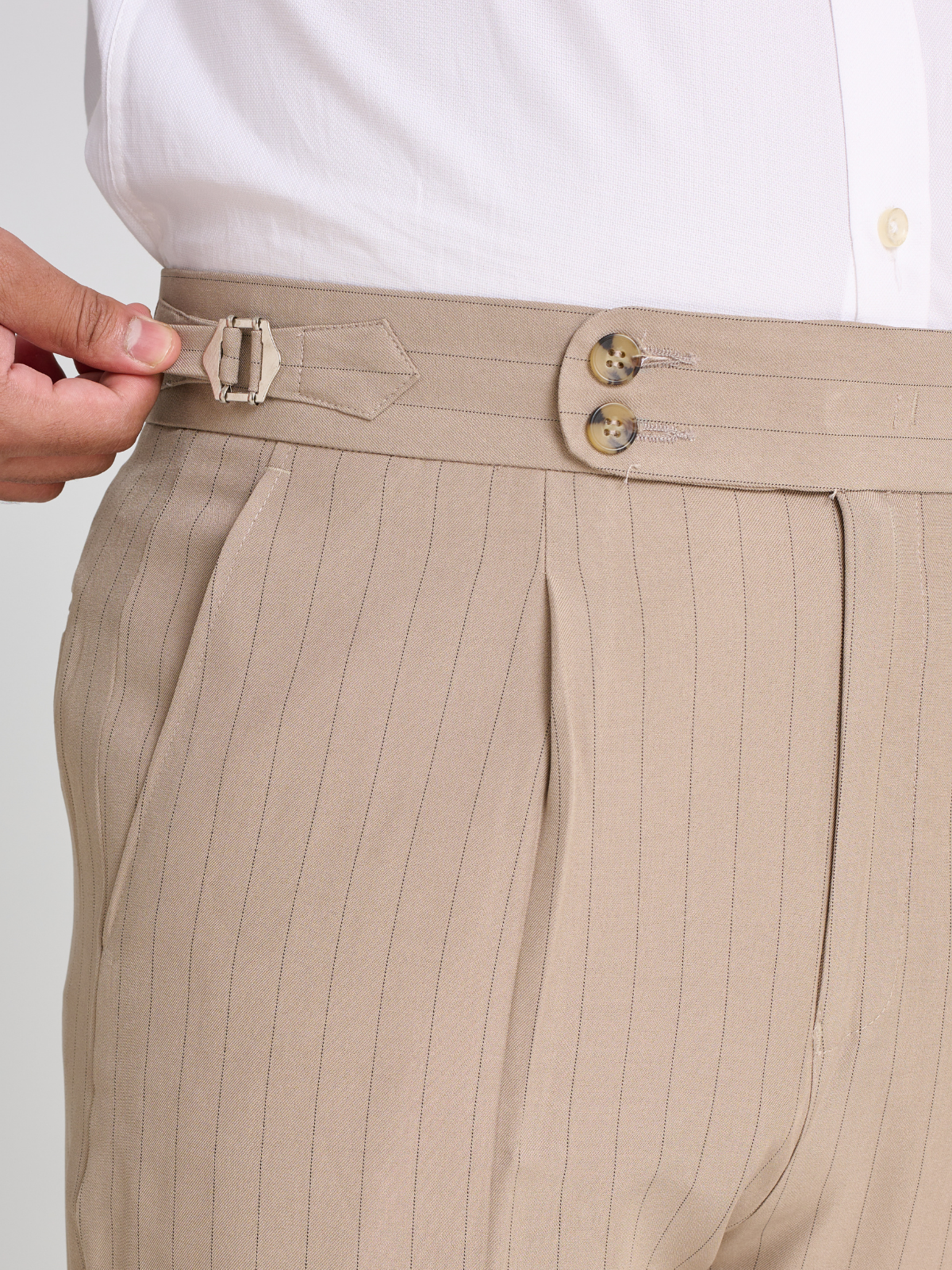 Beige Pinstripe Trouser