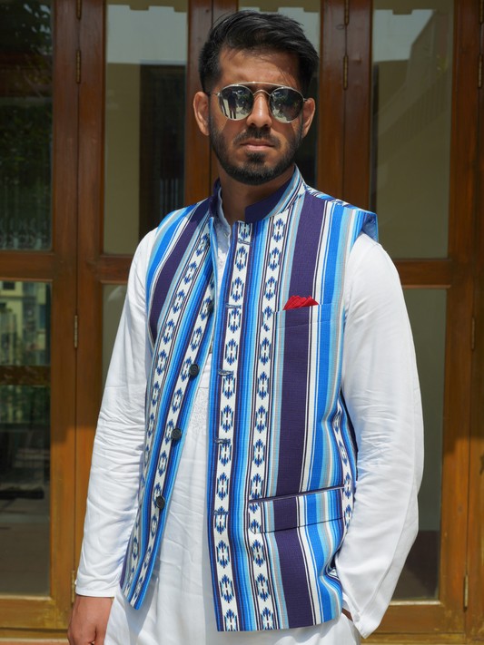 Blue Ethnic Printed Coaty