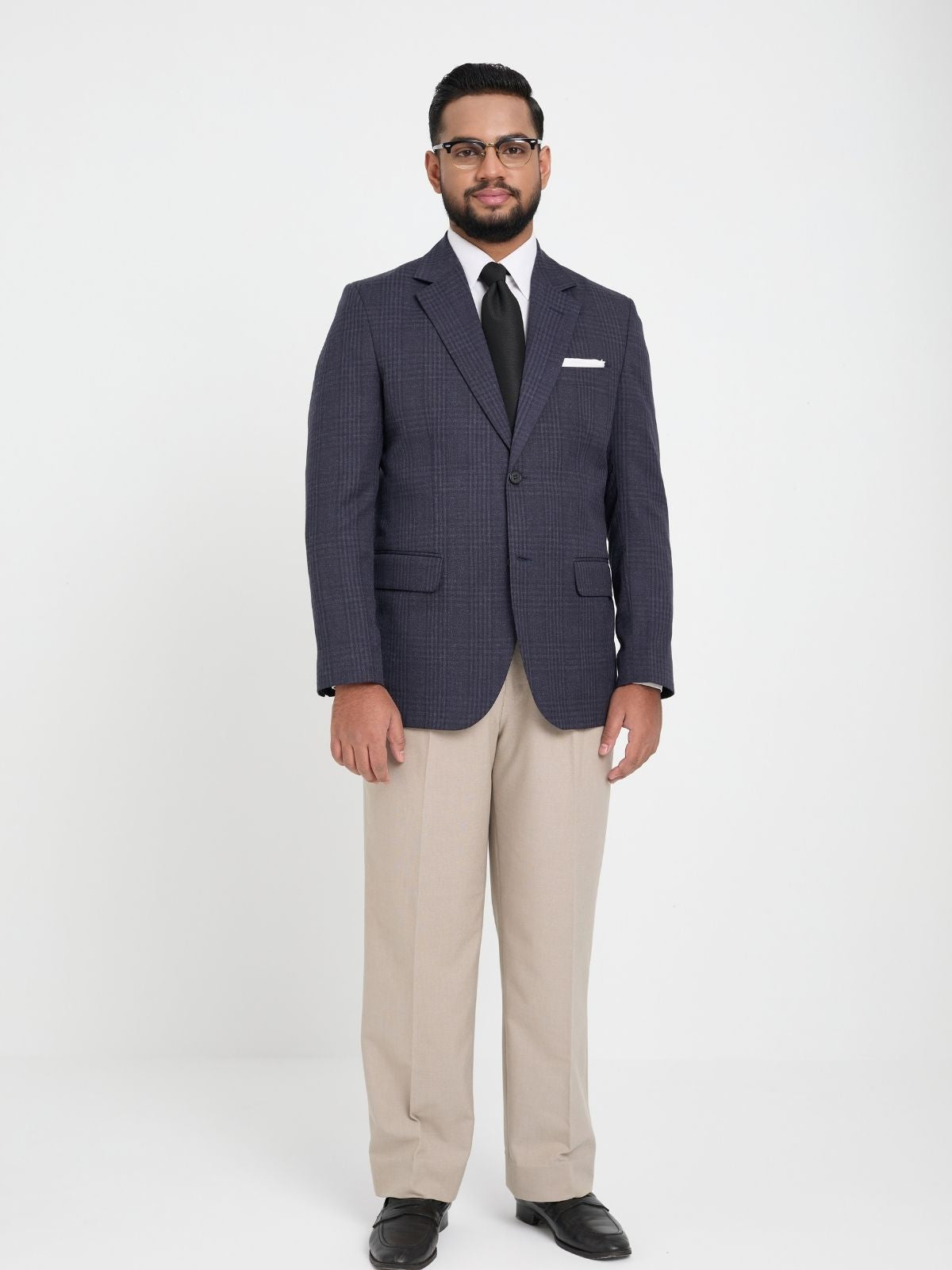 Midnight Navy Shadow Check Blazer.