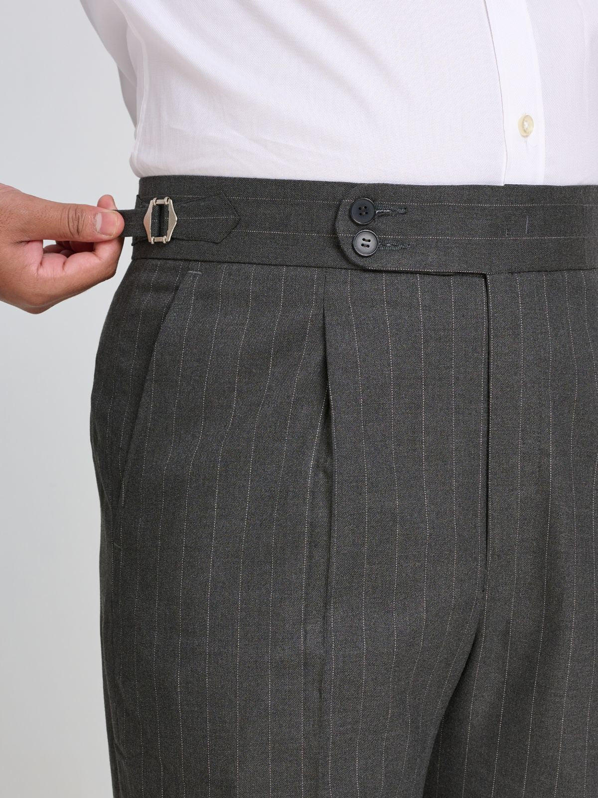 Charcoal Pinstripe Side-Adjuster Trouser