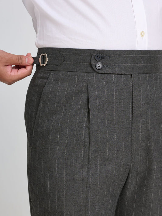 Charcoal Pinstripe Side-Adjuster Trouser