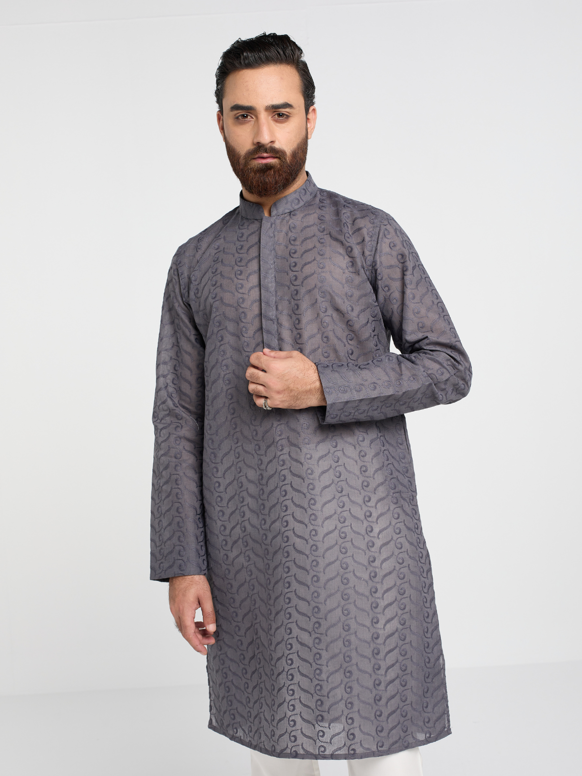 Grey Chikankari Kurta