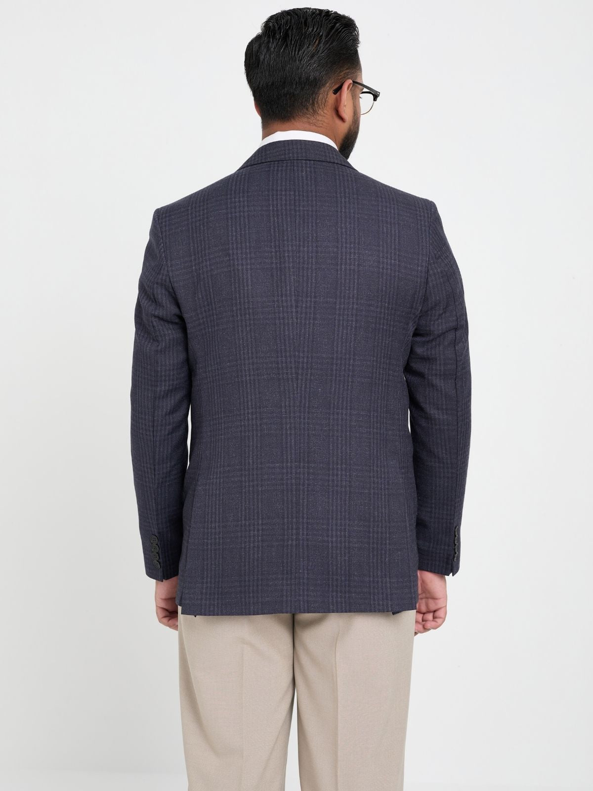Midnight Navy Shadow Check Blazer.