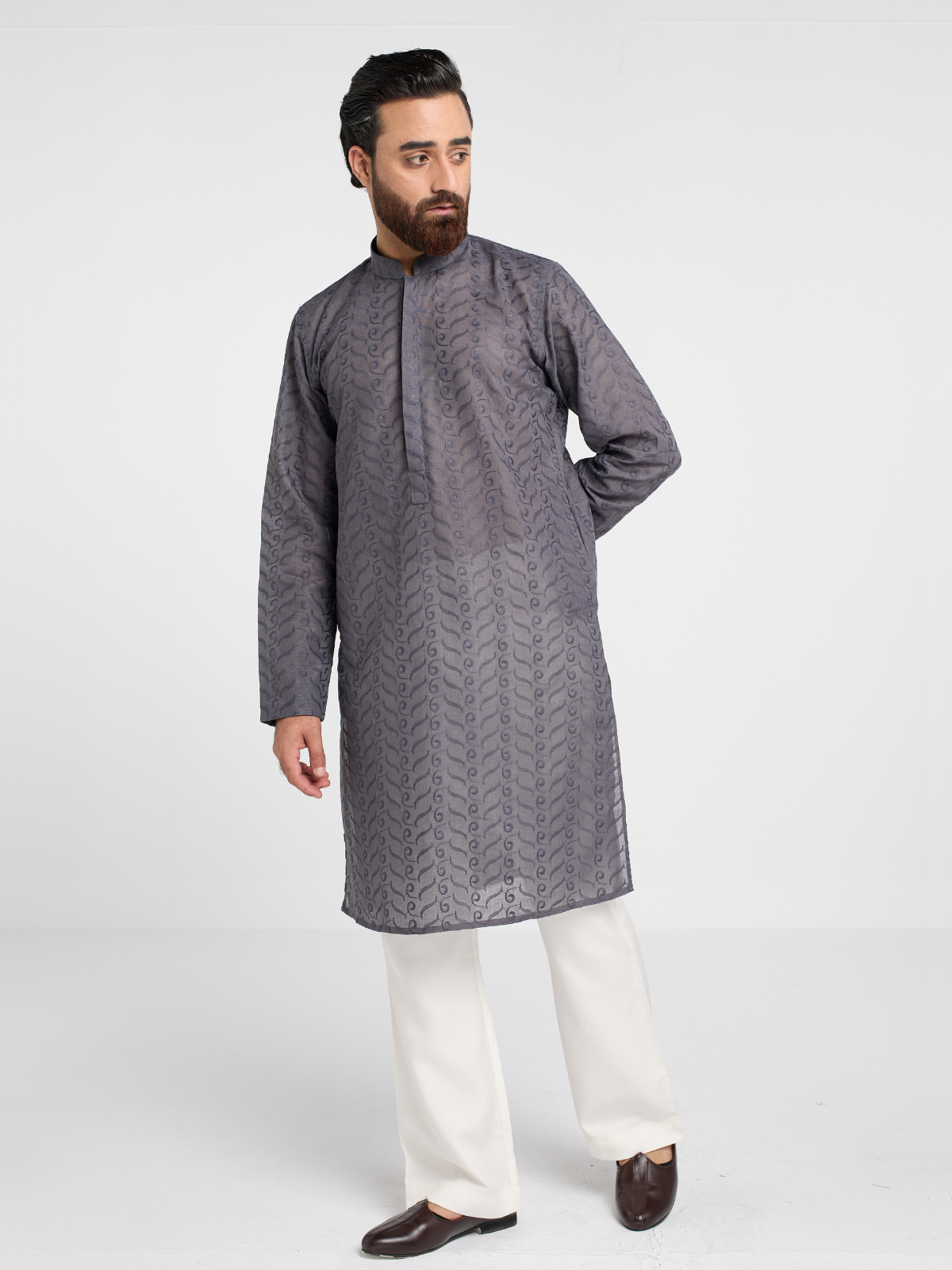 Grey Chikankari Kurta