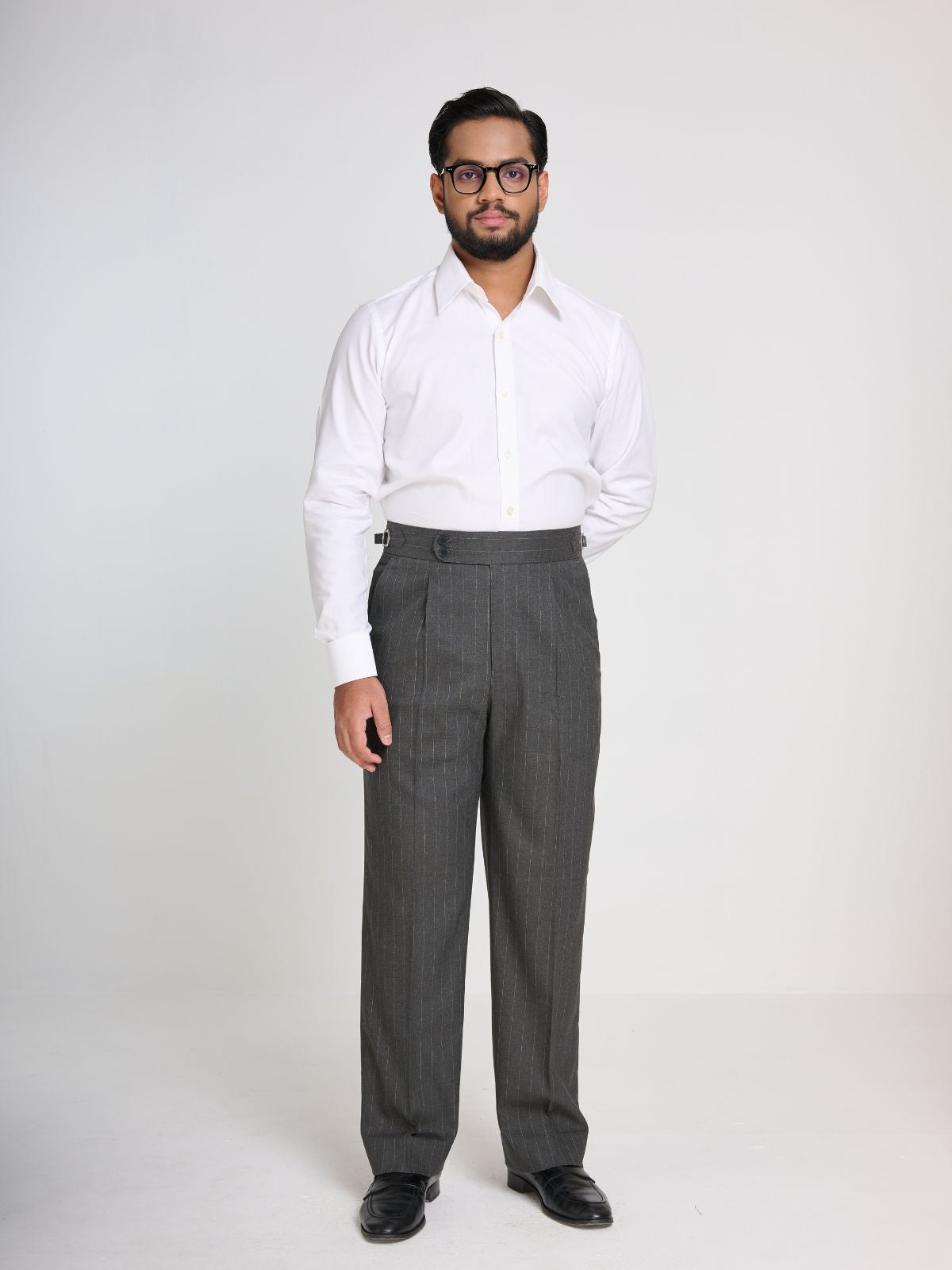 Charcoal Pinstripe Side-Adjuster Trouser
