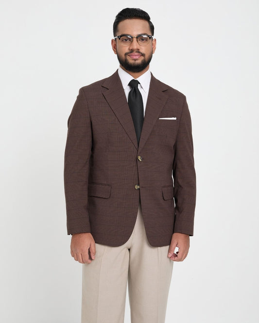 Chocolate Brown Shadow Check Blazer