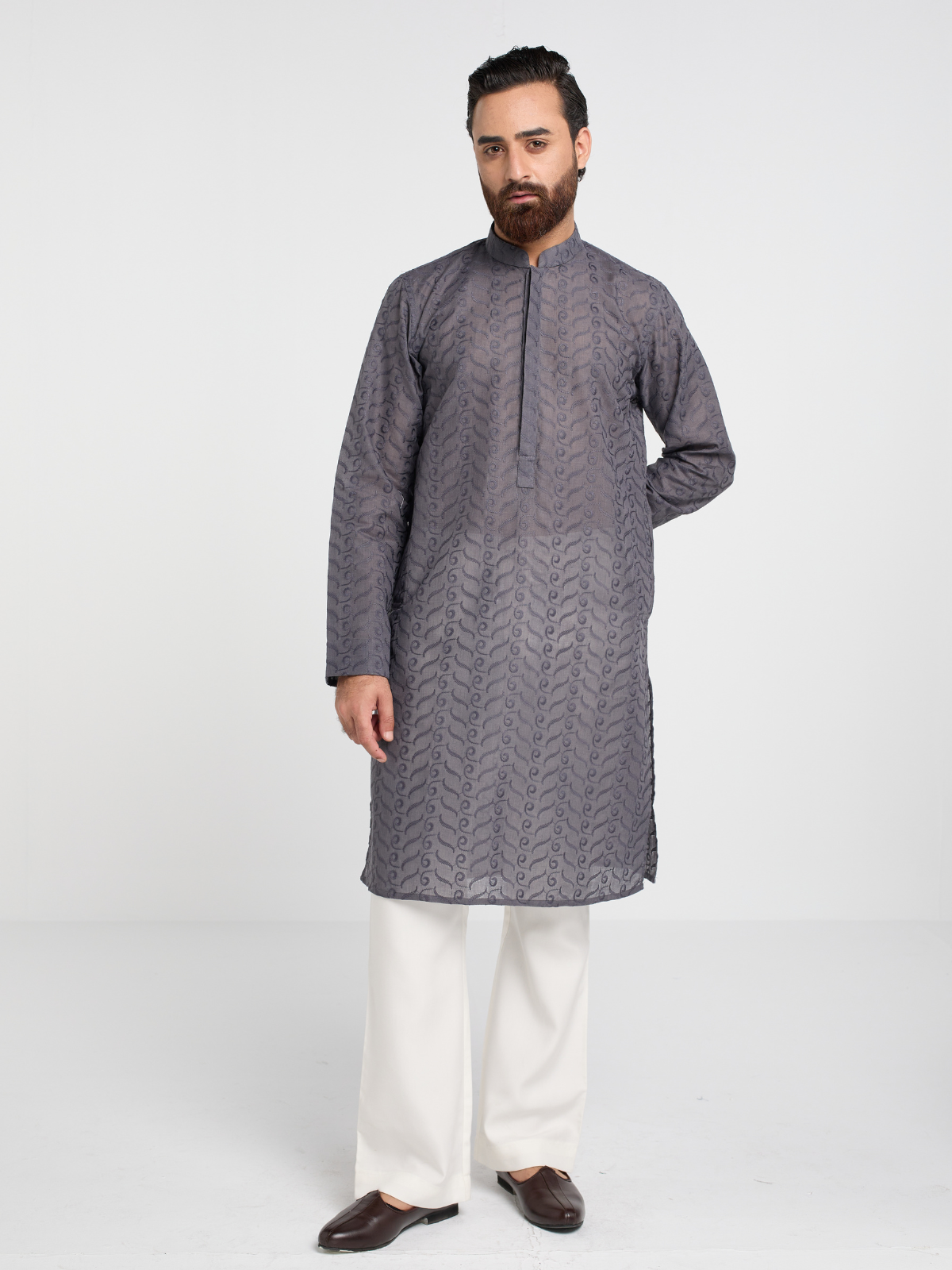 Grey Chikankari Kurta