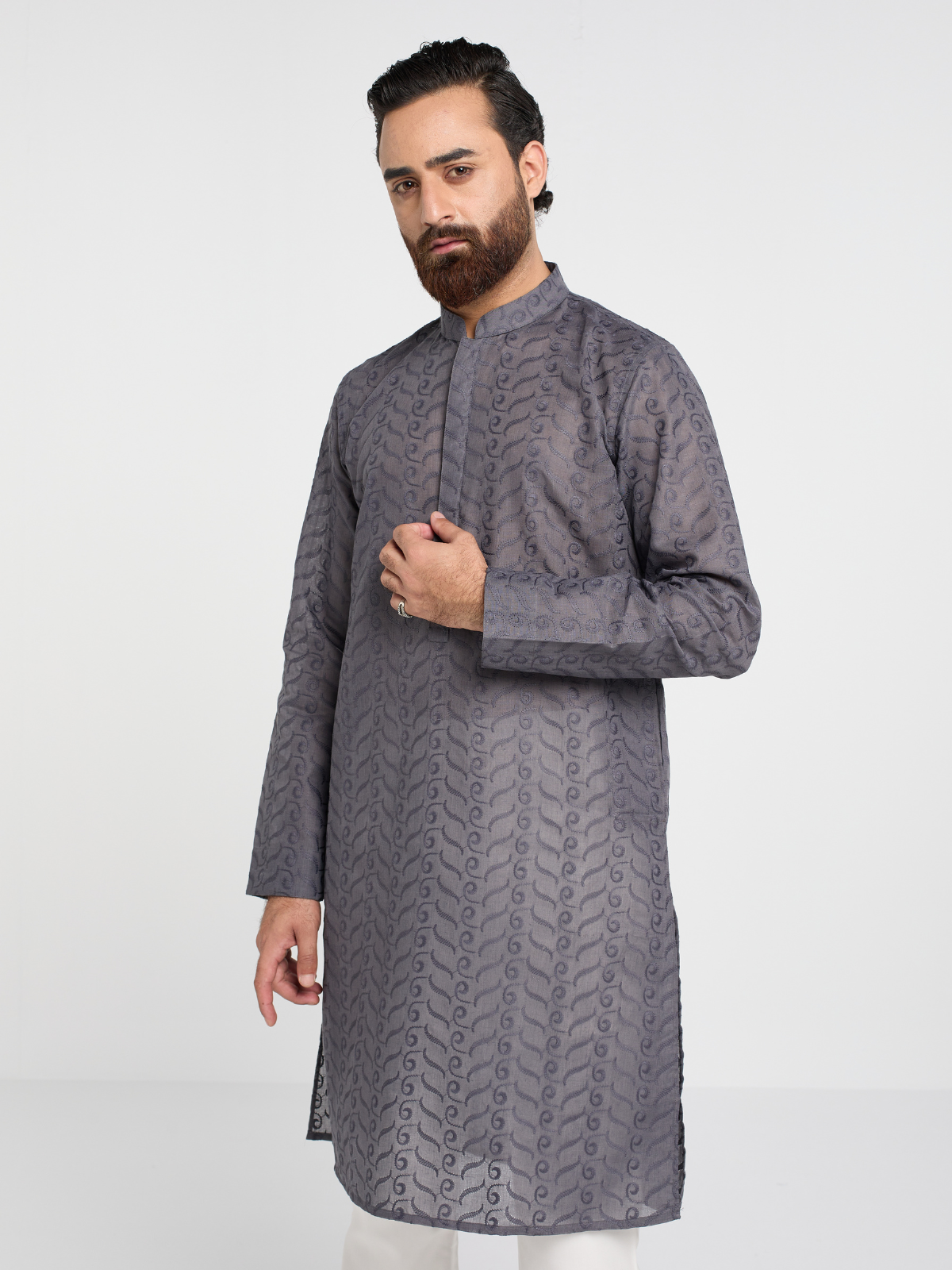 Grey Chikankari Kurta