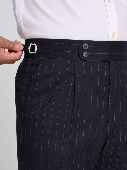 Navy Pinstripe Side-Adjuster Trouser