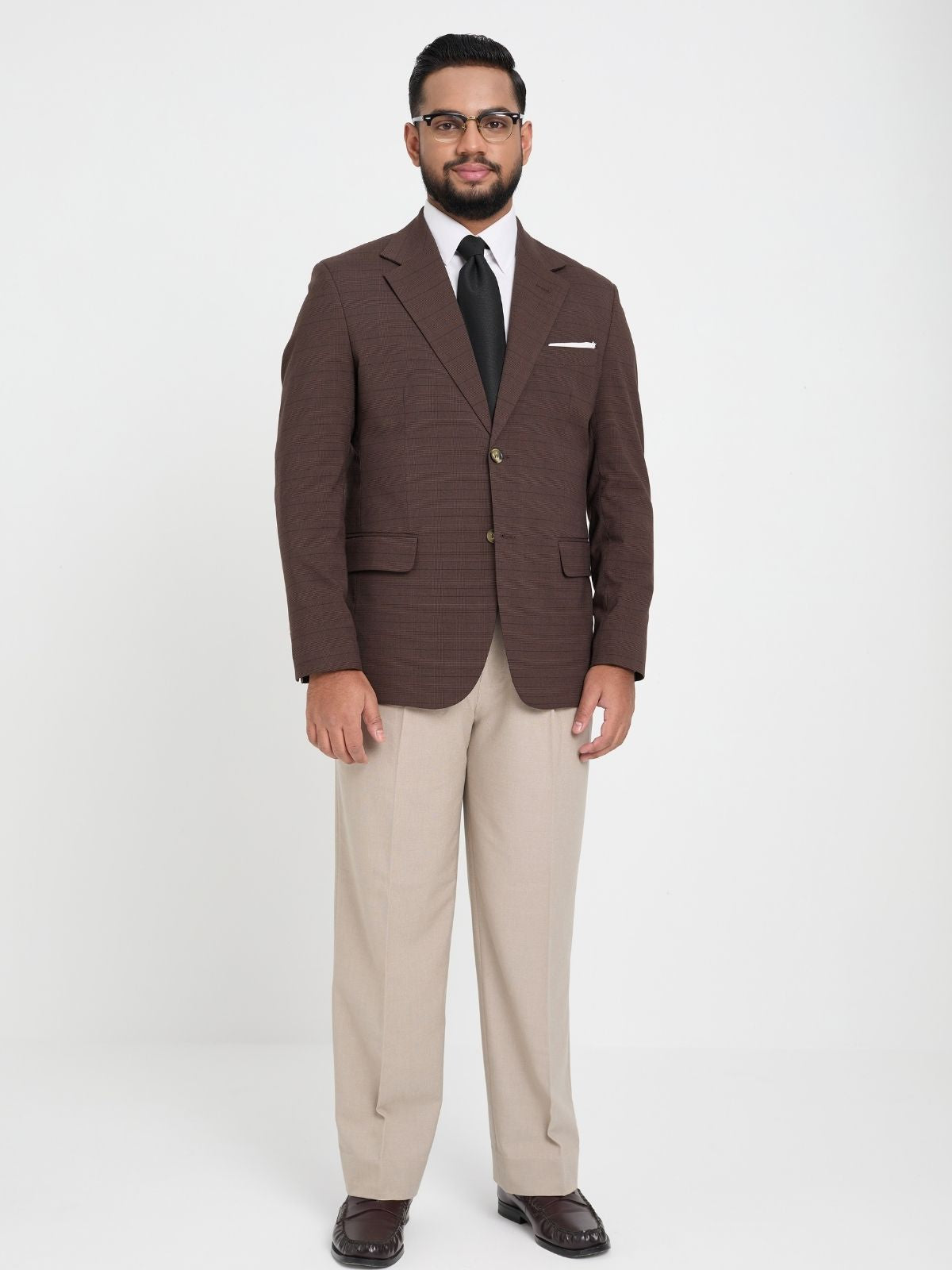 Chocolate Brown Shadow Check Blazer