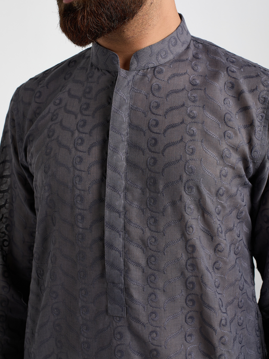 Grey Chikankari Kurta