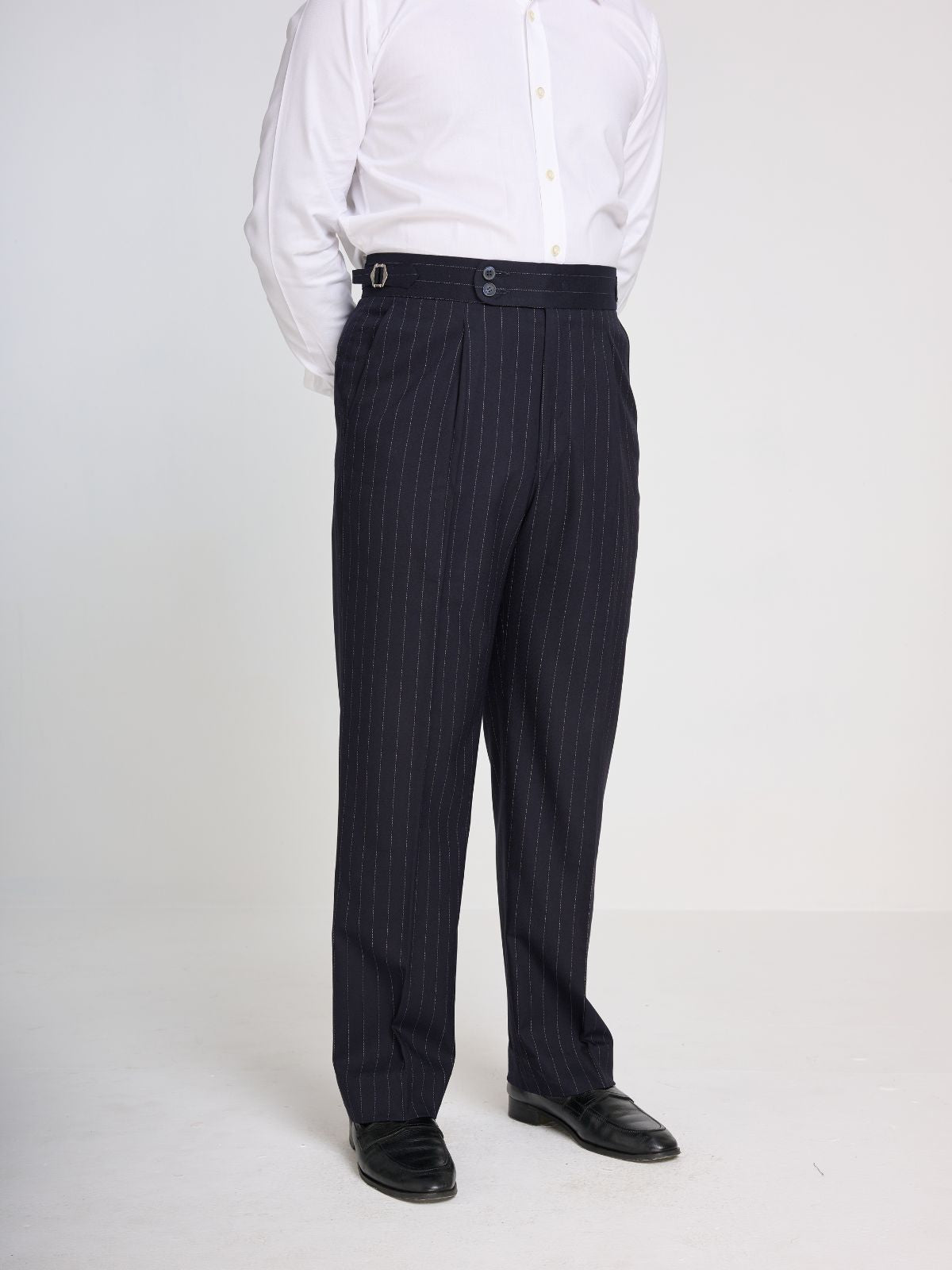 Navy Pinstripe Side-Adjuster Trouser