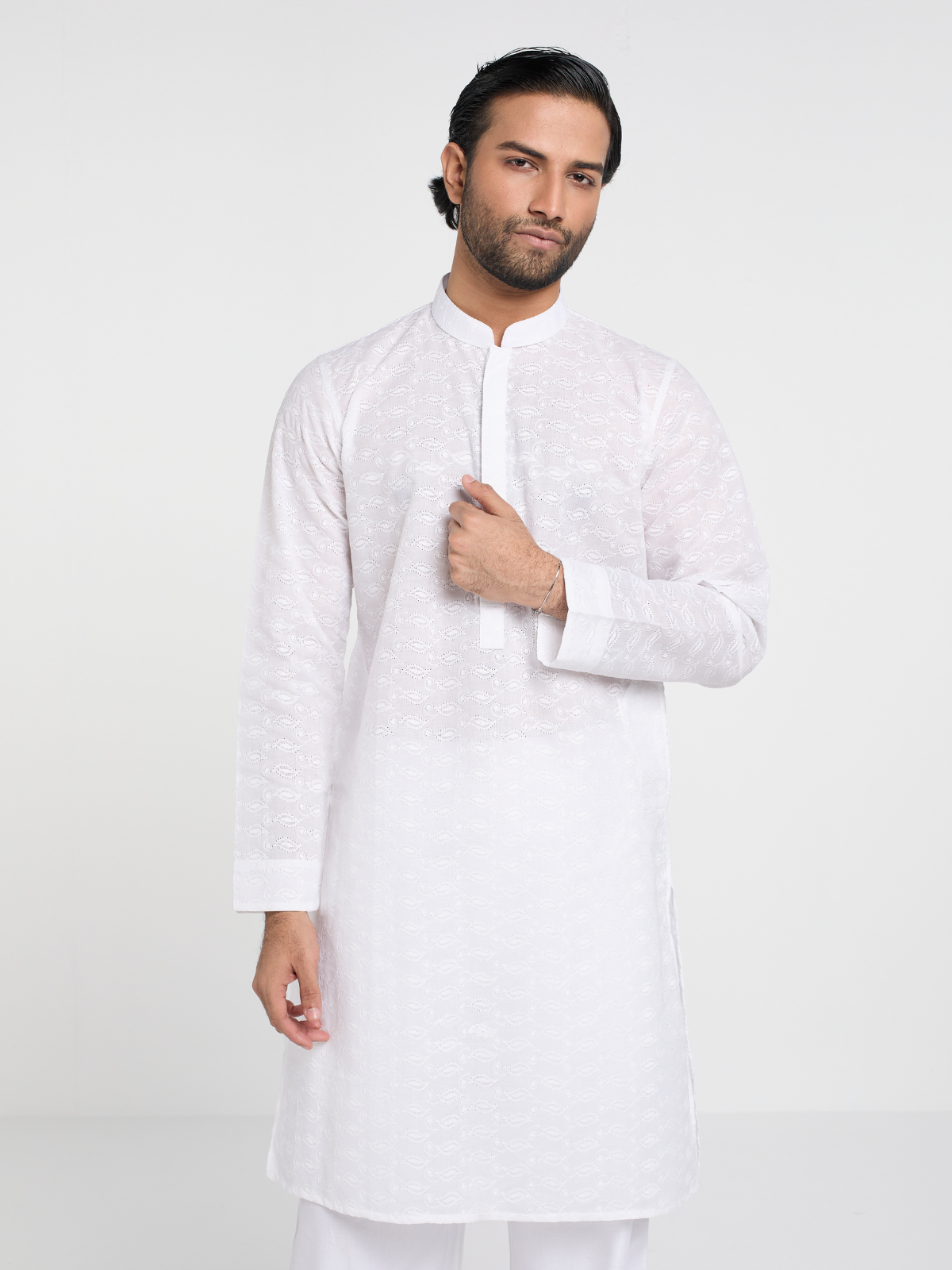 White Paisley Chikankari Kurta