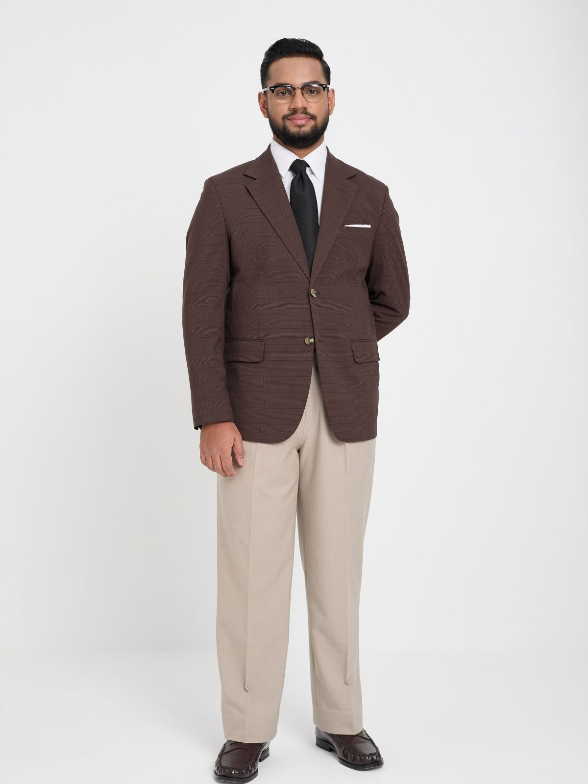 Chocolate Brown Shadow Check Blazer