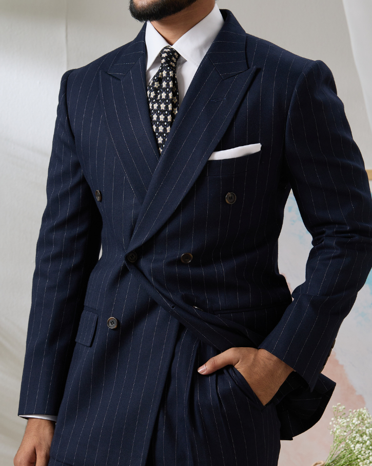 Navy Pinstripe DB Blazer