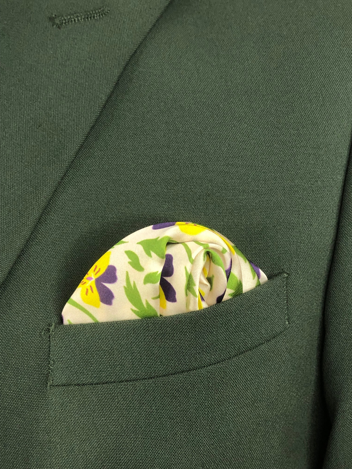 Lime with Yellow Floral Silk Pocket Square