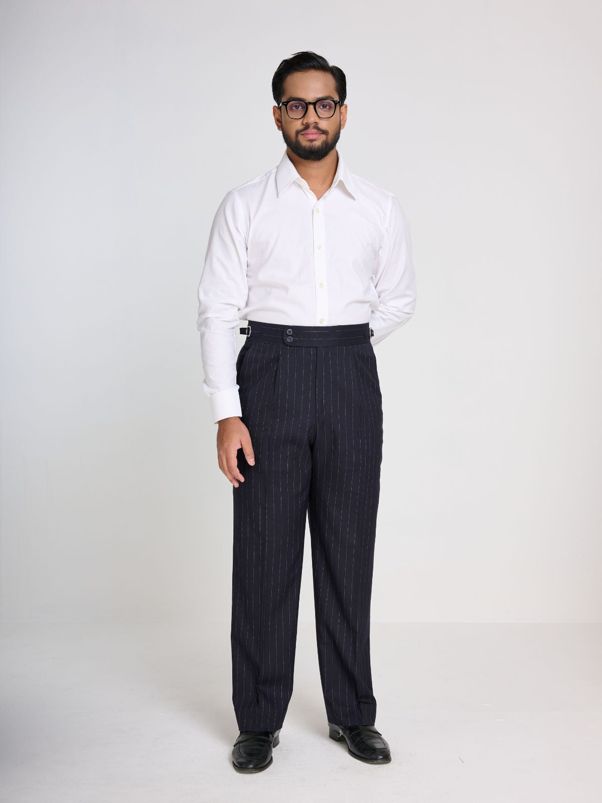 Navy Pinstripe Side-Adjuster Trouser