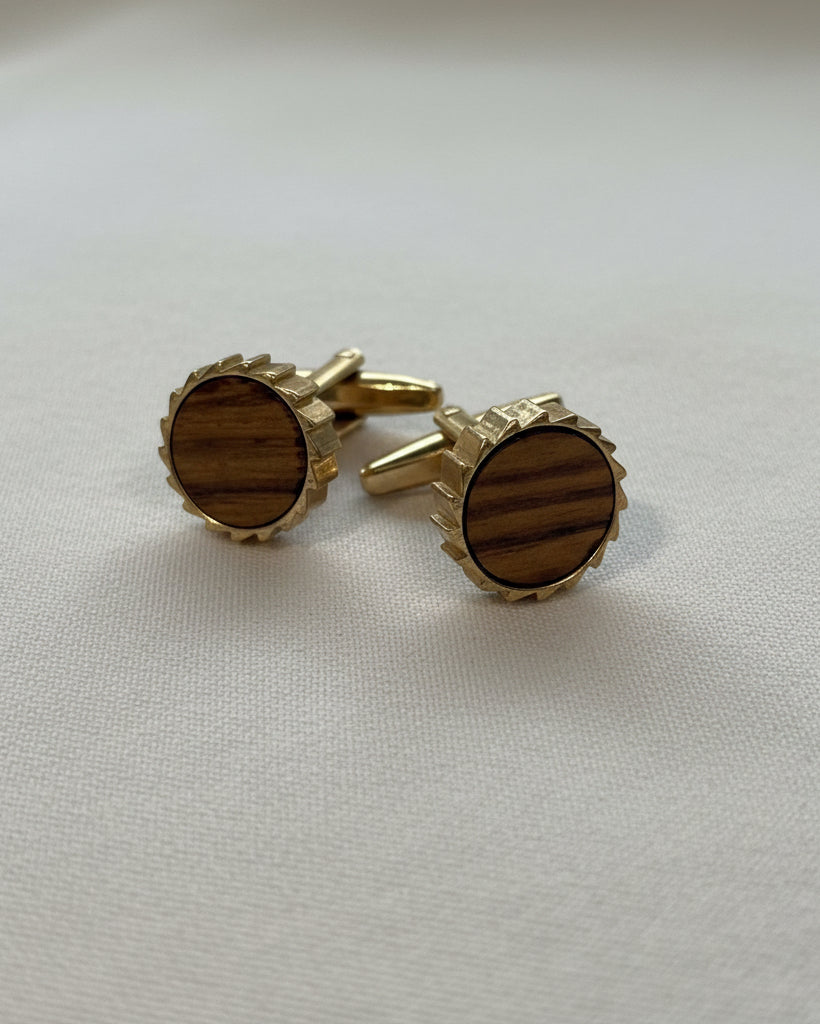 Gold Wood Inlay Cufflinks