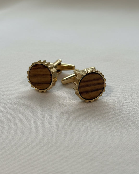 Gold Wood Inlay Cufflinks