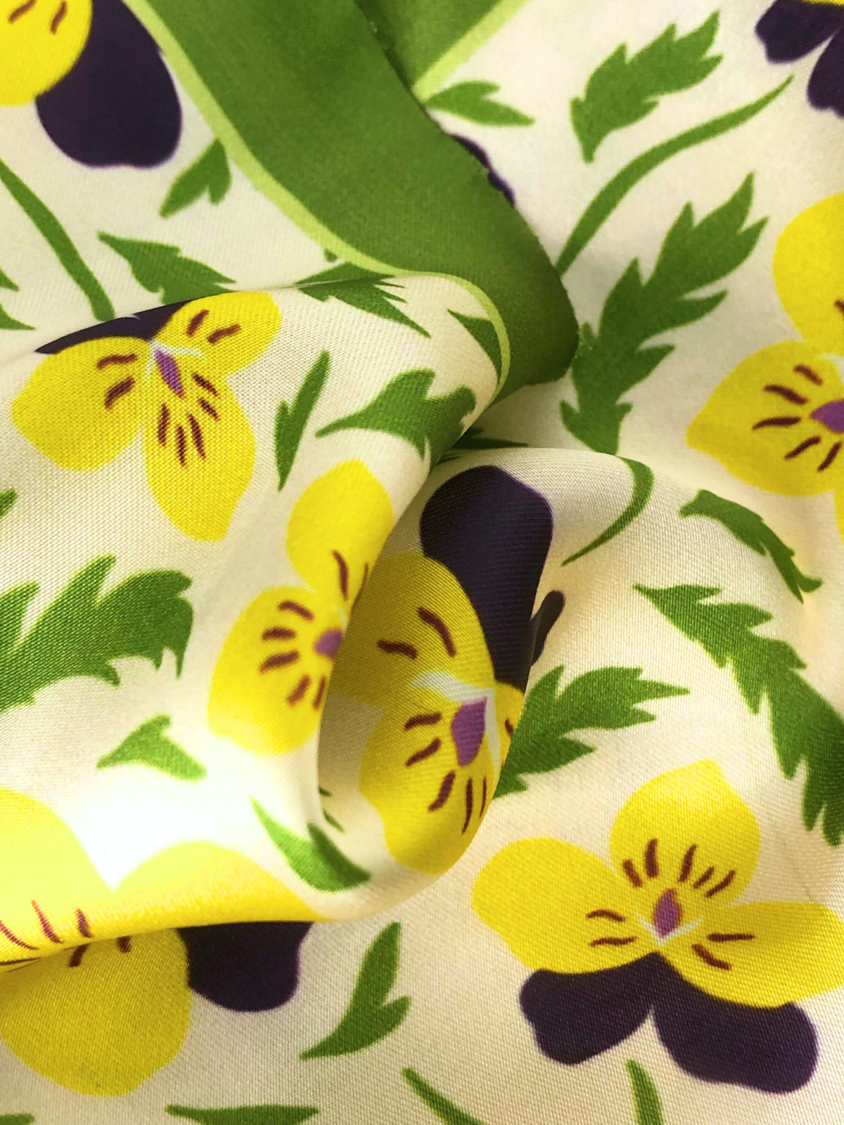 Lime with Yellow Floral Silk Pocket Square