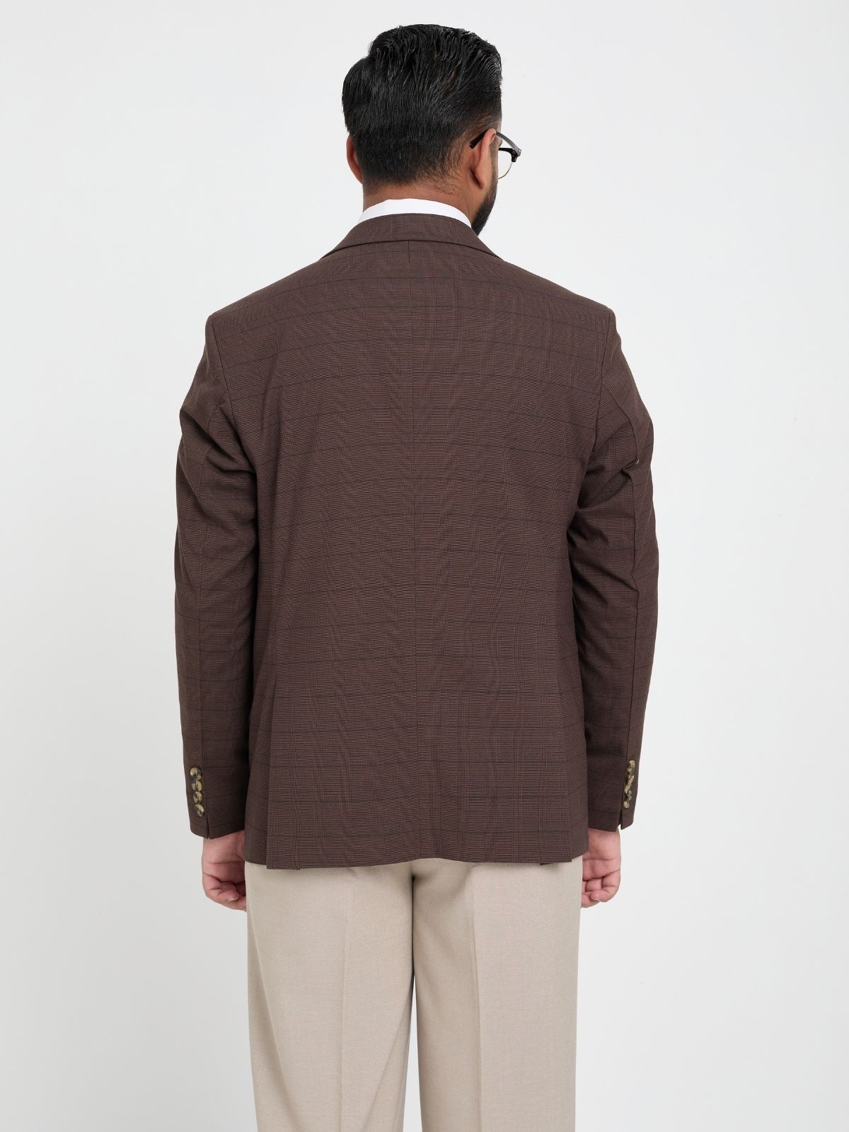 Chocolate Brown Shadow Check Blazer