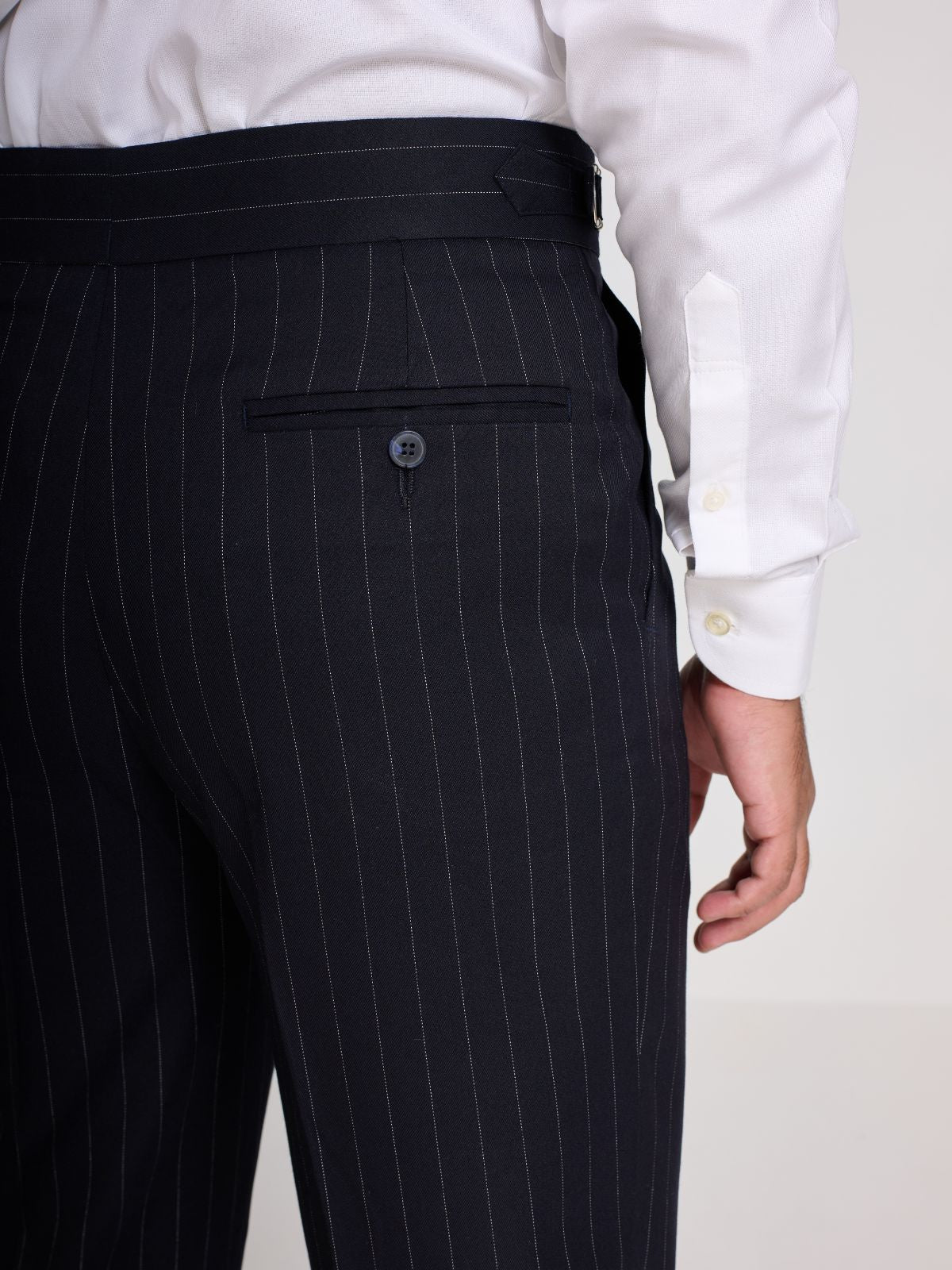 Navy Pinstripe Side-Adjuster Trouser