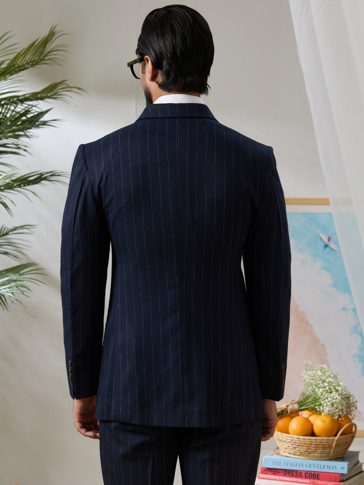 Navy Pinstripe DB Blazer
