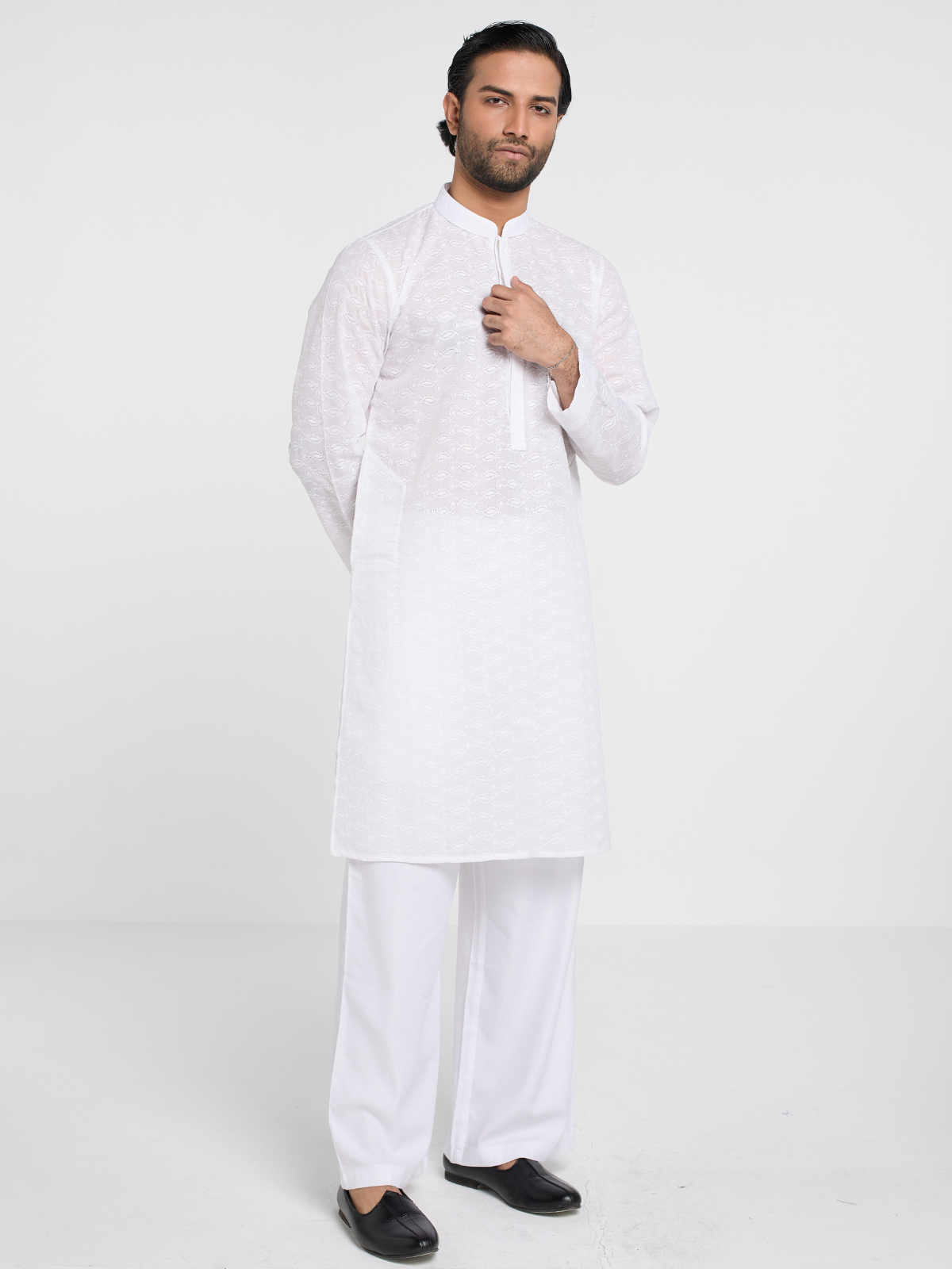 White Paisley Chikankari Kurta