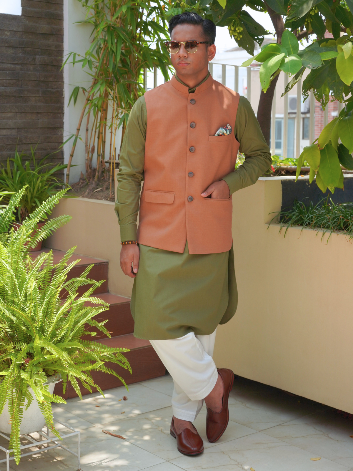 Olive Kabli cut Kurta