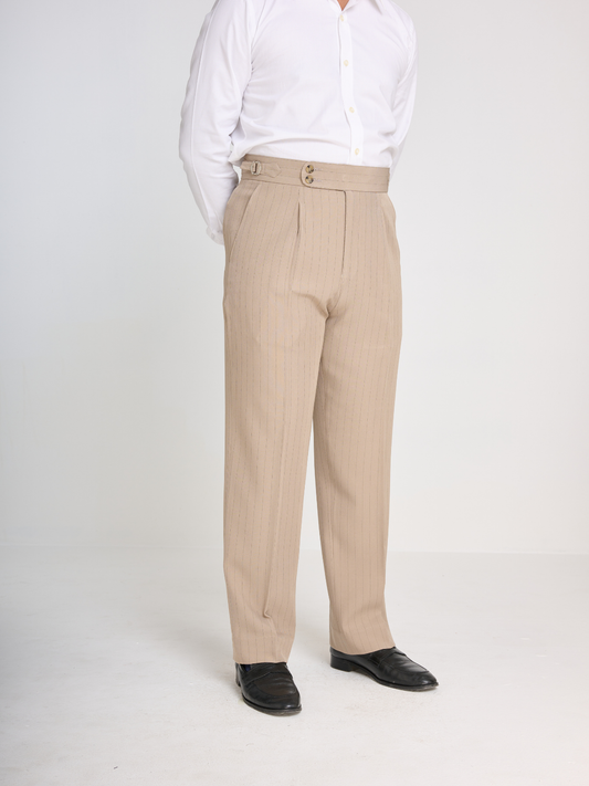 Beige Pinstripe Trouser