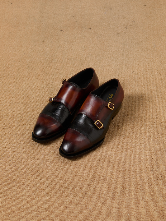 Mayfair Combained Double Monk : Mustard & solid Black