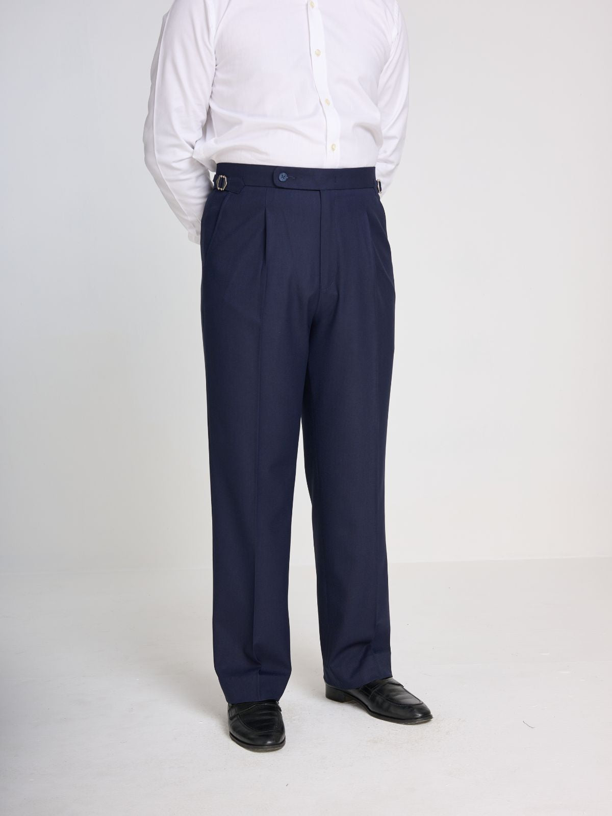 Navy Textured Side-Adjuster Trouser