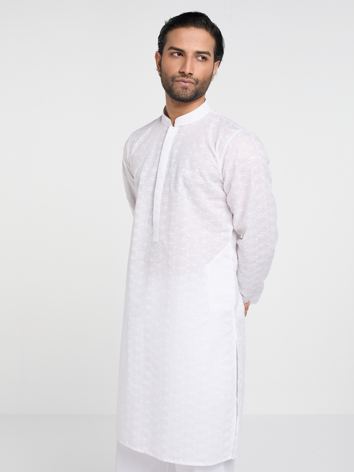 White Paisley Chikankari Kurta