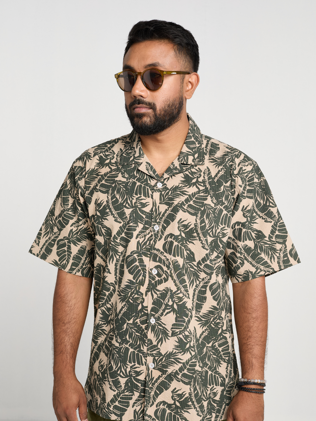 Olive Floral Cuban Shirt