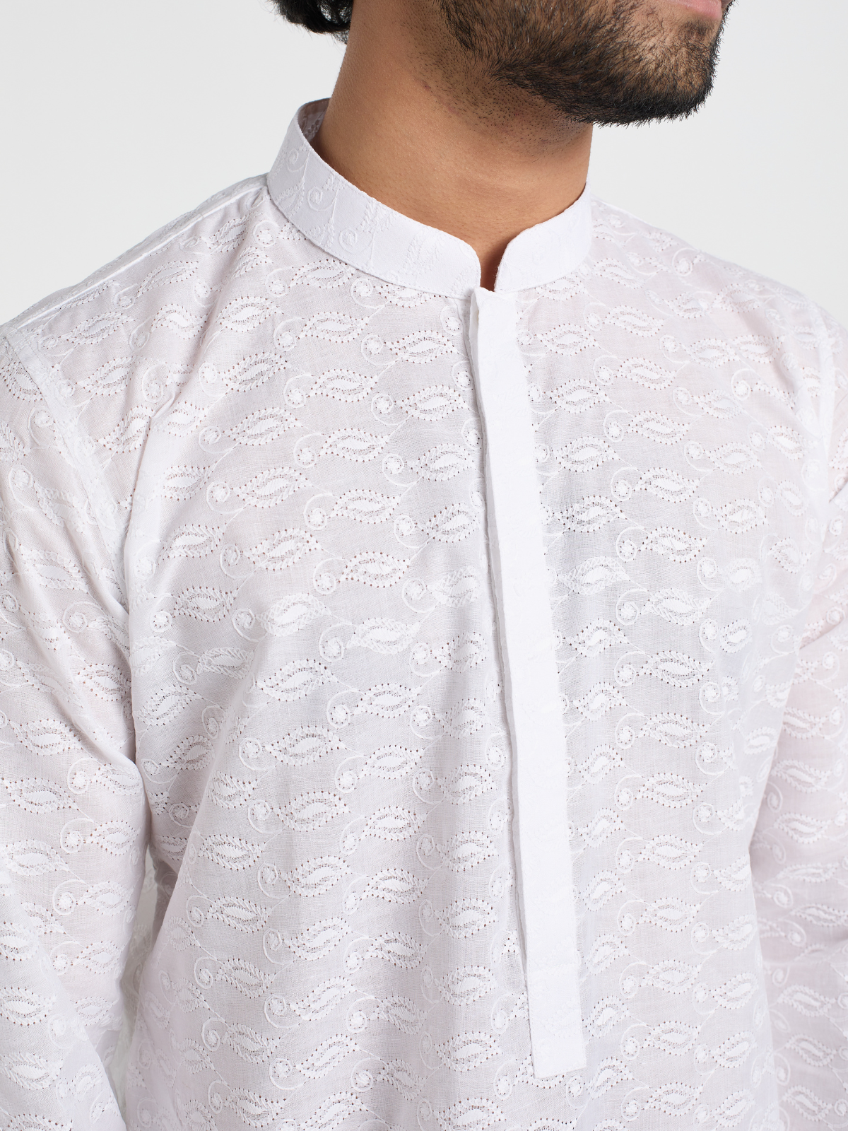 White Paisley Chikankari Kurta