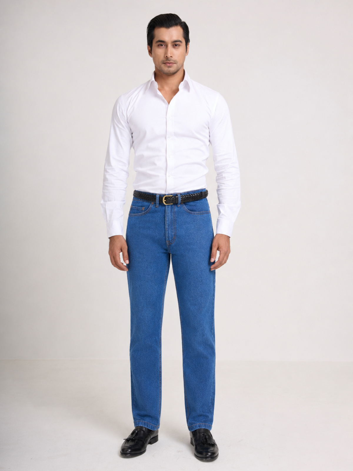 Mid Blue Wash Straight Fit Jeans