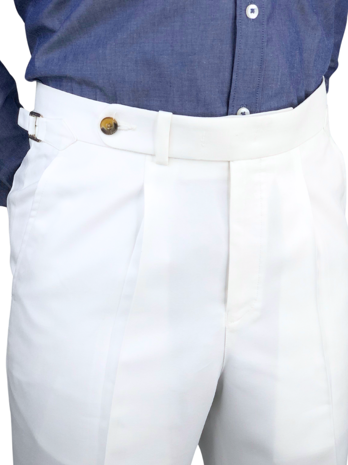 White Single Button Side Adjuster Formal Trouser