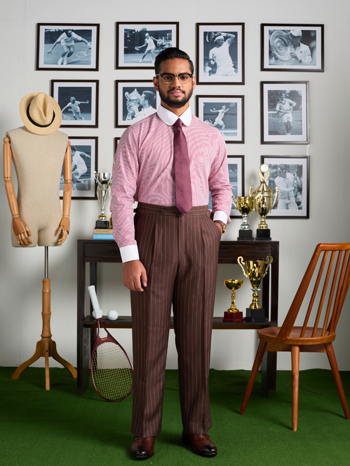 Brown Pinstripe Formal Trouser