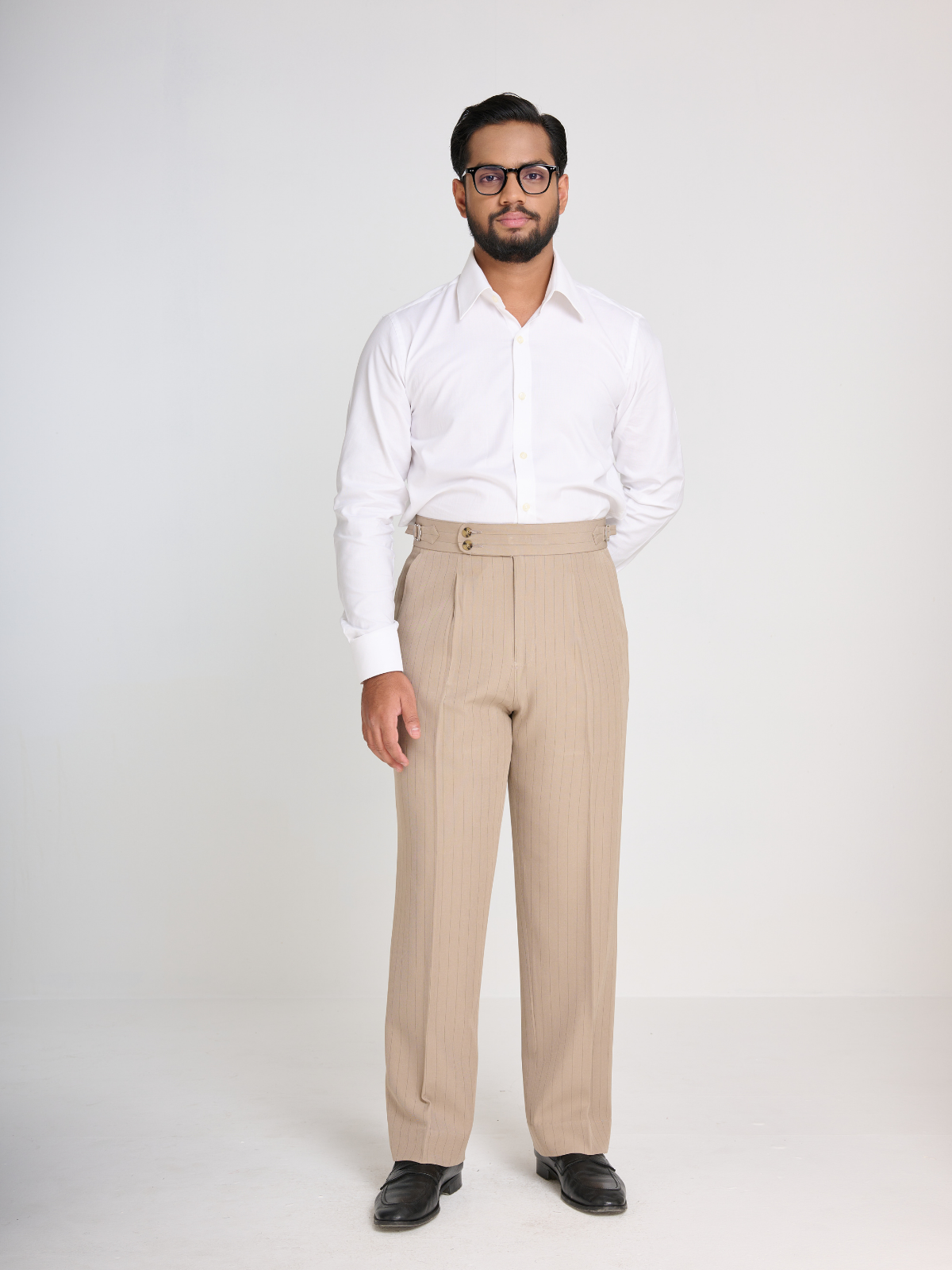 Beige Pinstripe Trouser