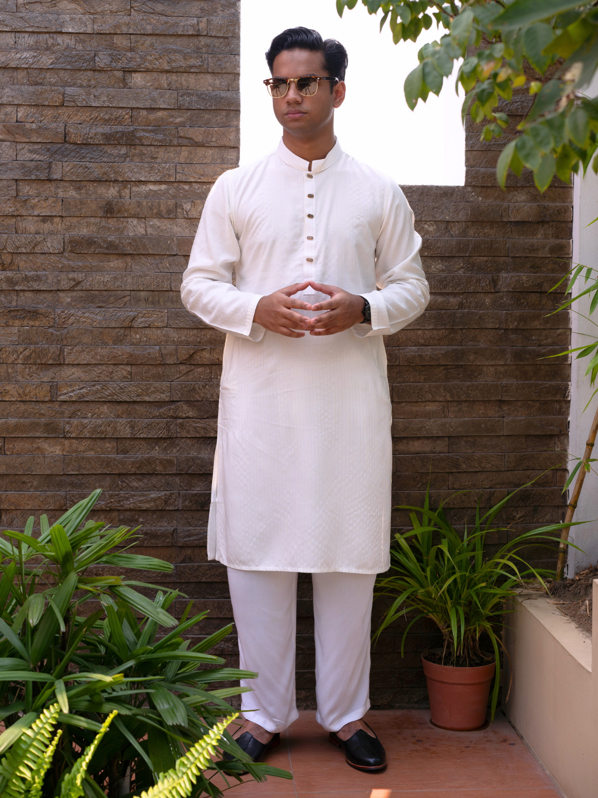 Premium White Striped Kurta