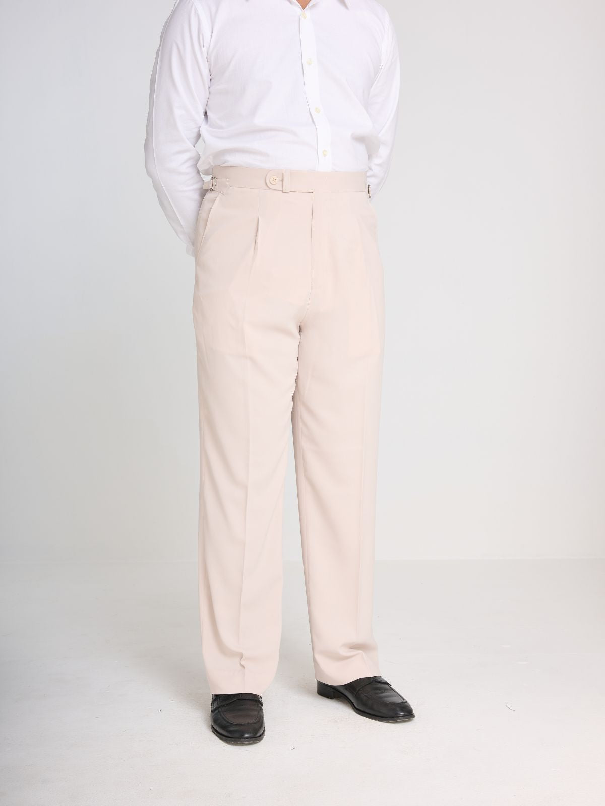 Cream Side-Adjuster Tailored Trouser